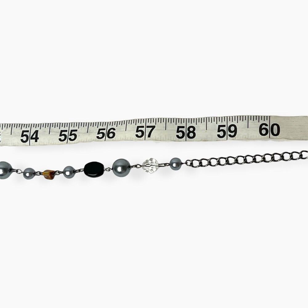 Lot Of 2 Necklaces Silver Black Beads Faceted Smooth Signed Premier Designs WHBM - Picture 12 of 13